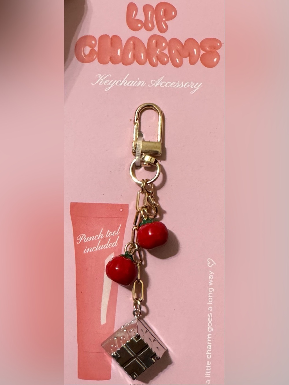 Gold Tomato Charm Keychain - Charm Accessory